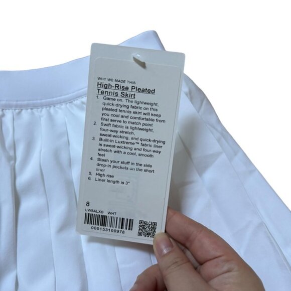 Lululemon High-Rise Pleated Tennis Skirt White Size 8 New with tags - Picture 6 of 6
